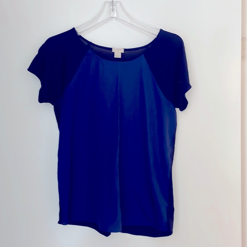 Navy blue J Crew loose drapey top with short sleeves small 6 8